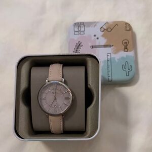 Fossil Silver Watch with Soft Pink Strap